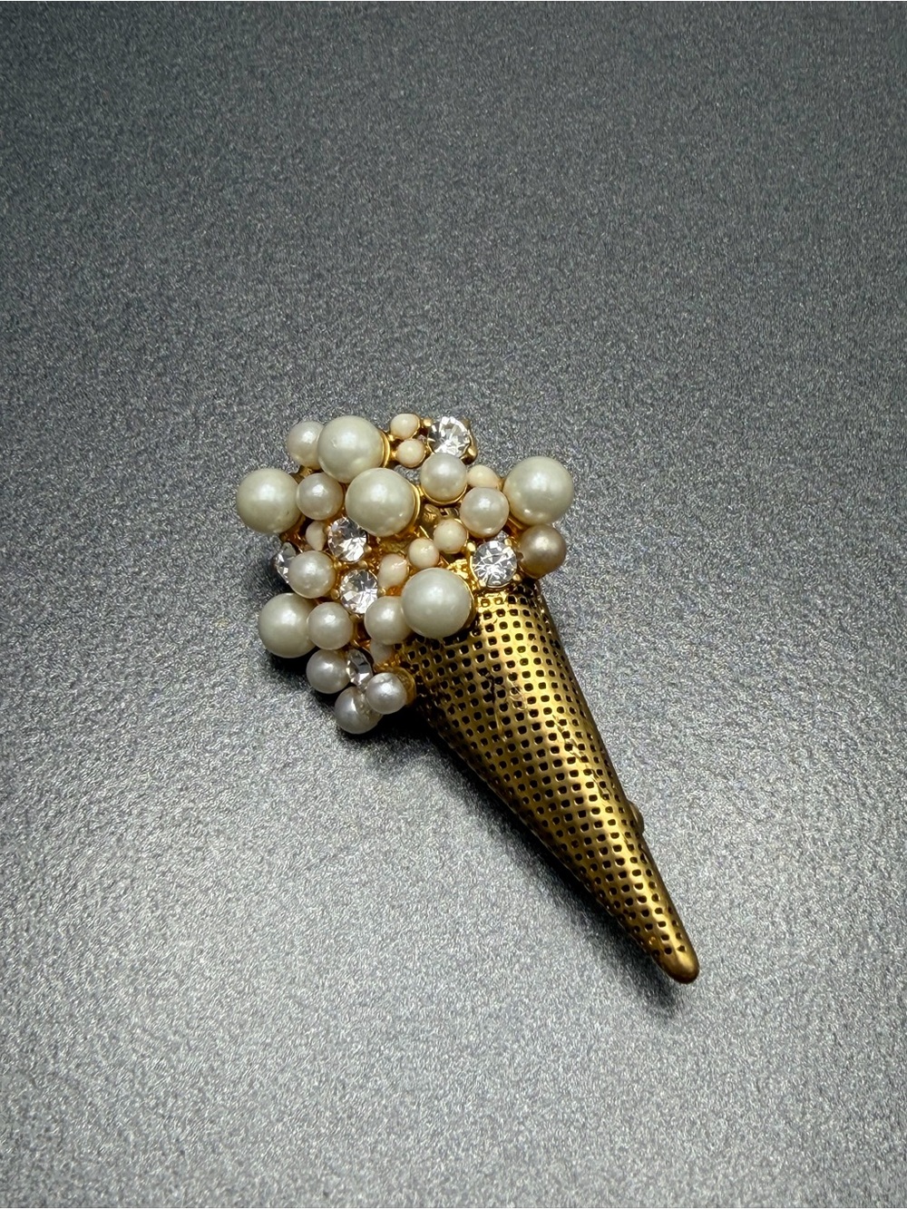 Marc Jacobs Gold Ice Cream Cone Pearl Brooch #78sb